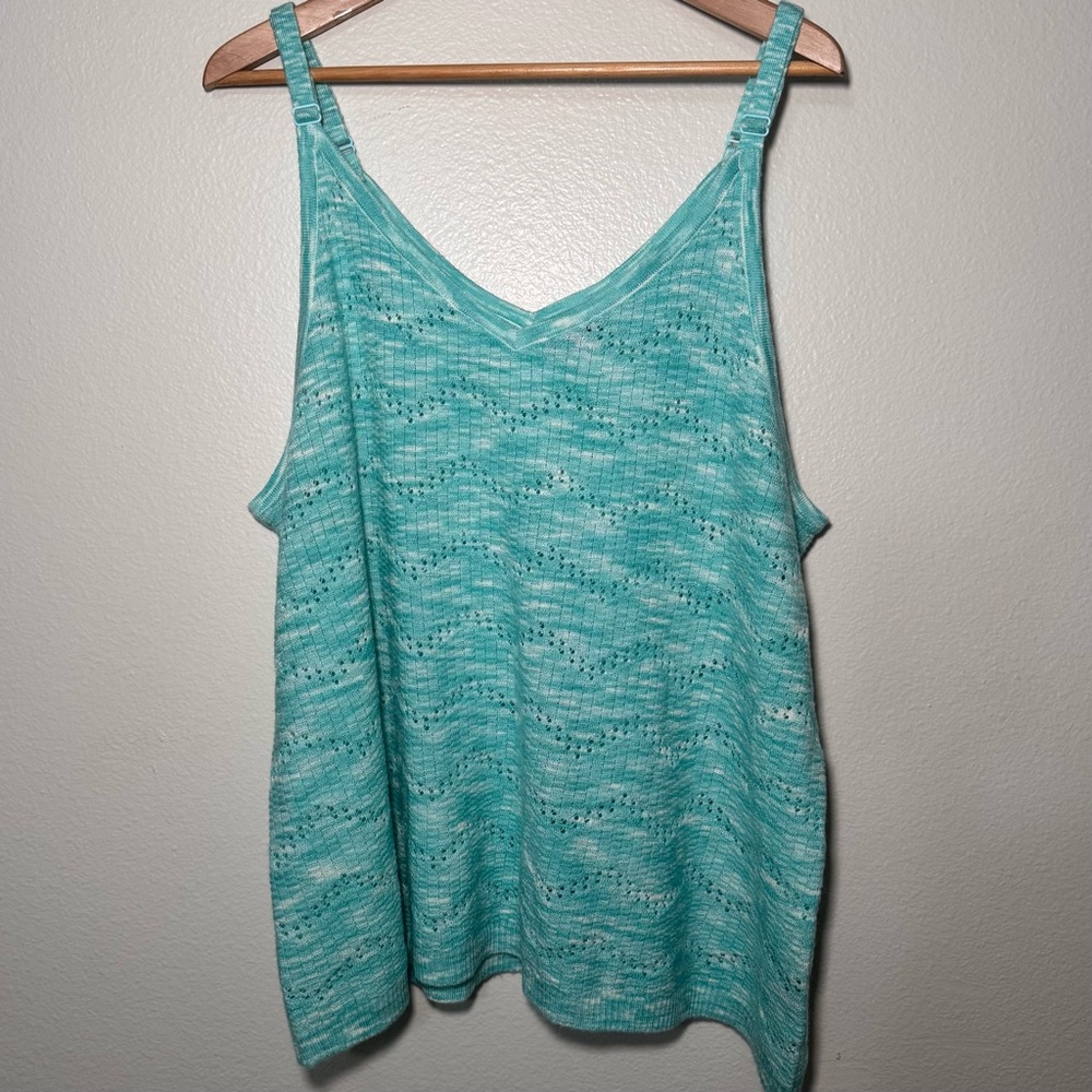 Torrid Teal Sweater Knit Cami Size 3 Chevron Swing Tank Adjustable Strap